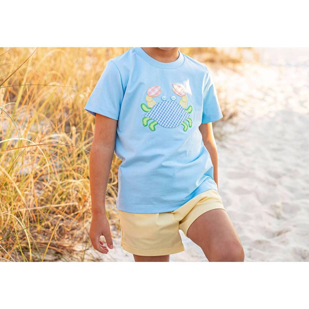 NEW SHRIMP AND GRITS KIDS boys coastal crab tee in blue